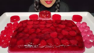 recipe and eating strawberry jelly🍓🤤Double layer jelly with strawberryamp cream 😍 [upl. by Aztiray345]