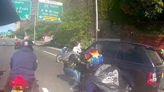 Motorcyclists fight with SUV driver caught on camera [upl. by Fortuna]