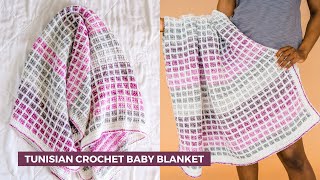 Tunisian Crochet Baby Blanket for BEGINNERS  Ombre Crochet Afghan Tutorial Mulberry Afghan [upl. by Ennaoj]