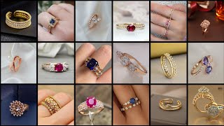 top trendy gold rings design ideas for partyformal wear [upl. by Aianat]