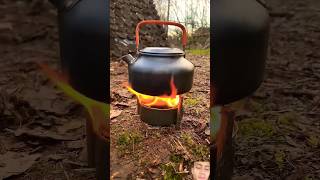 Make a fire to cook water in the forest😎👍 camping survival challenge youtubeshorts shorts [upl. by Maurizia371]