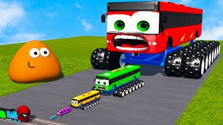 Big amp Small Long Bus Monster Truck Lightning McQueen VS SpiderMan Trains  BeamNGDrive [upl. by Begga]