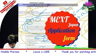 Application form Explained  MEXT Scholarship 2025 Embassy Recommended  Nimble Prerana [upl. by Ahsiyk202]