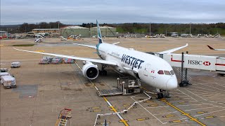 WestJet Boeing 7879 Dreamliner  Extra Legroom Economy Full Review  London to Toronto [upl. by Abisia]