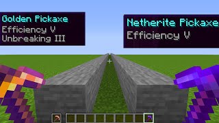 efficiency V golden pickaxe vs netherite pickaxe [upl. by Ahseim]