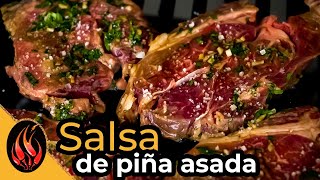 Salsa de piña asada  marinado para carne asada  toque y sazon [upl. by Litch392]