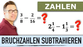 Bruchzahlen Subtrahieren  Subtraktion Von Bruchzahlen  gemeinsamer Nenner  Kürzen [upl. by Navaj254]