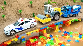 Rescue the truck from the pit with excavator and crane truck  Police car toy stories  Mega Trucks [upl. by Haidabez]