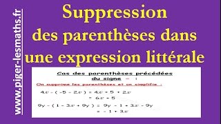 Suppression des parenthèses dans une expression littérale  Math 4ème et 3ème [upl. by Alberic]