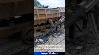 The process of unloading coal mine cart  The workers do their job perfectly  machine shorts [upl. by Rabush]