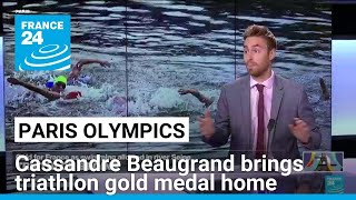 Paris Olympics Triathlon champion Cassandre Beaugrand brings gold medal home • FRANCE 24 [upl. by Eixor36]