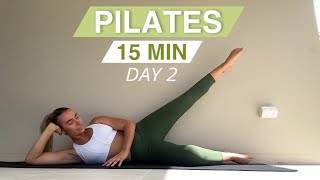 15 MIN FULL BODY PILATES WORKOUT  7 Day Challenge  Day 2 [upl. by Tewell]