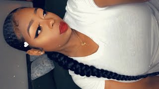 How To Sleek Braided Ponytail on Natural Hair  No Heat [upl. by Aleahs]