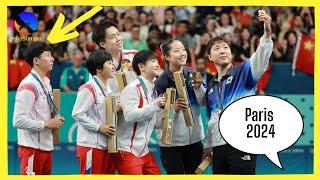 Lovely moment of North Korea and South Korea at table tennis Paris Olympics 2024 [upl. by Abran]