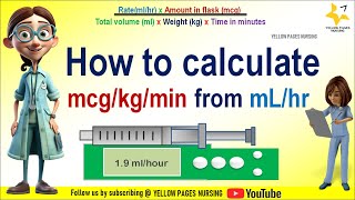 How to calculate mcgkgmin from mLhour  Drug calculation  mcg calculation  Made easy for Nurses [upl. by Yednil828]