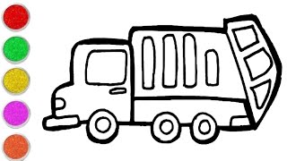 How to Draw a Garbage Truck Step by Step [upl. by Annaed]