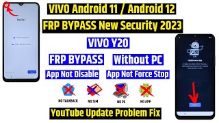 Vivo Y20 Frp Bypass  Reset Google Account  Android 11  Android 12 Without Pc [upl. by Jory897]