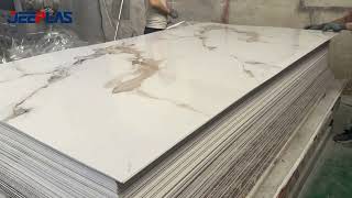 PVC UV Marble Sheet full production process 4X8 wall panel homedecor interiordesign interior [upl. by Brew]