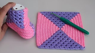 Easy Crochet Granny Square Baby Booties Pattern Reveals Your Hidden Creativity  Baby Shoes [upl. by Carmelle997]