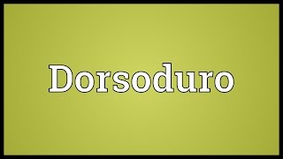 Dorsoduro Meaning [upl. by Ainex]