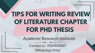 How to Write a PhD Thesis Review of Literature Chapter in Standard Scientific Format [upl. by Enilreug]