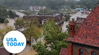 Historic flooding in Asheville North Carolinas Biltmore Village  USA TODAY [upl. by Darrin]