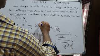 Two charged particles P and Q having the same charge but different masses mP and mQ start from [upl. by Tabitha]