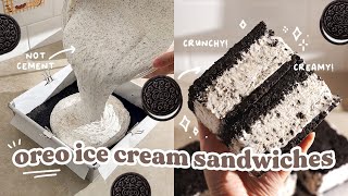 HOMEMADE oreo ice cream sandwiches 5 ingredient recipe [upl. by Acimaj]