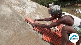 Clay Roof Tiles Laying over a Slope Roof  Terracotta Clay Roof Tiles  Home 2BHK  tiles [upl. by Ttimme119]