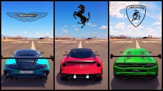 The Ultimate Battle  Forza Horizon 3  Vulcan vs 599XX vs Huracan GT3 [upl. by Ybot226]