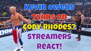 Streamers React Kevin Owens turns on Cody Rhodes fake out wwe summerslam kevinowens [upl. by Nyrak]