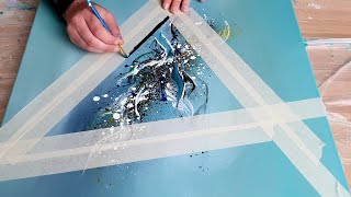 NEW Abstract Acrylic Painting Demo  Shadow Triangle  How to paint easy [upl. by Kerk]