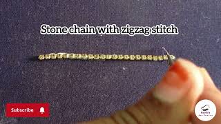 Aari work Class  11 Stone chain with zigzag stitch aariembroidery howtolearnaariwork [upl. by Adnawt]