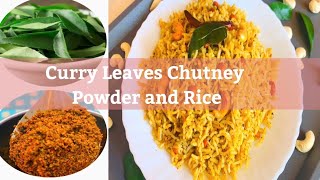 Curry leaves chutney powder and Rice recipe  Karibevu chutney pudi [upl. by Ludvig]