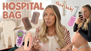 Whats in my HOSPITAL BAG  3rd baby essentials for labour amp postpartum [upl. by Dottie]