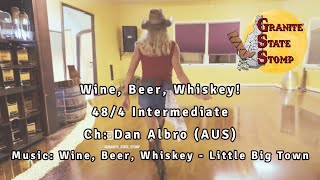 Wine Beer Whiskey  Line Dance Tutorial [upl. by Kalman]