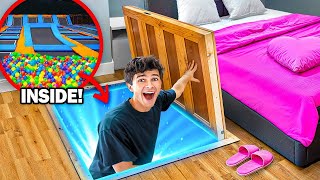 I Built a SECRET Trampoline Park in my Sisters Room [upl. by Safir]