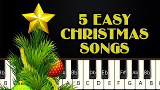 5 Easy Christmas Songs 1  BEGINNER PIANO TUTORIAL [upl. by Catlin]