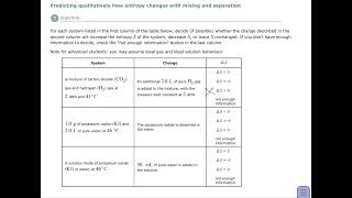 Aleks Predicting qualitatively how entropy changes with mixing and separation [upl. by Allare]