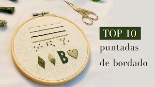 Tutorial de bordado para principiantes  Top 10 puntadas básicas [upl. by Lanford]