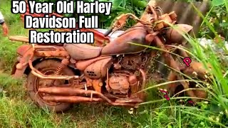 Ameging Restoration Abandoned 50 Years Old Harley Davidson Full Restoration Rusty Harley Davidson⚒️ [upl. by Roydd825]