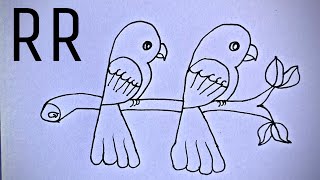 How To Draw Bird From Letter R R  Bird Drawing Lesson step by step [upl. by Raouf488]