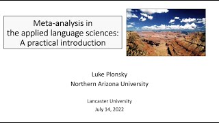 Metaanalysis in the applied language sciences A practical introduction – Luke Plonsky  Part 2 [upl. by Hailey]