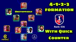 4123 Formation With Quick Counter Unstoppable Attacks 🔥  eFootball 2023 Mobile [upl. by Darach611]