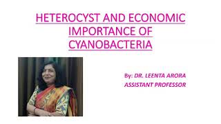 HETEROCYST AND ECONOMIC IMPORTANCE OF CYANOBACTERIA by Dr Leenta Arora [upl. by Ayojal]