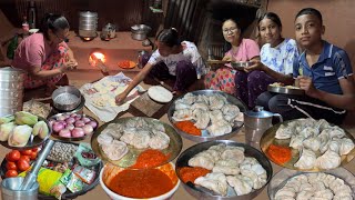 Nepali Food Veg Momo RecipeVillage Style Veg Momo Cooking ampeating with FamilyMomos Recipe [upl. by Margette51]