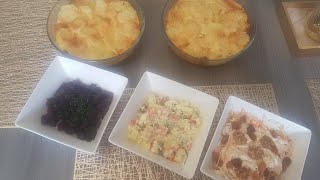 Gratin aux pommes de terreGratin aux pommes de terre et kefta 3 sortes de salades [upl. by Artek]