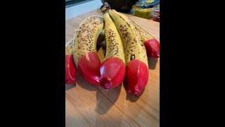 CUTTING AND PEELING RED TIP BANANAS [upl. by Ruffin]