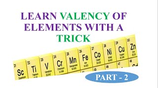 Learn valency of elements Sc to Zn with a trick  part  2 [upl. by Pascia]