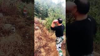 The performance of stone throwing skills of mountain master 208 [upl. by Susann255]